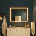 thumbnail image 2 of Frame Light 48 in. W x 36 in. H Rectangular Aluminum Framed Anti-Fog LED Wall Bathroom Vanity Mirror in Black, 2 of 6