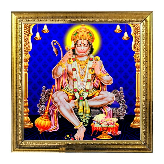 Lord Hanuman God Idol Photo Frame for Pooja Hindu Bhagwan Devi Devta Wall Art Puja Temple Photo Frame 8.6 in