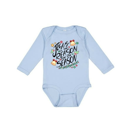 

Inktastic Jesus is the Reason for the Season Christmas Bells and Stars Gift Baby Boy or Baby Girl Long Sleeve Bodysuit