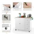 thumbnail image 3 of Sophia & William 44" Kitchen Island Carts on Wheels with Storage Cabinet,3 Drawers, Towel and Spice Rack-White, 3 of 6