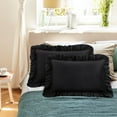 thumbnail image 1 of PiccoCasa 2 Pcs 100% Cotton Ruffled Pillowcases Soft with Envelope Black Standard, 1 of 7