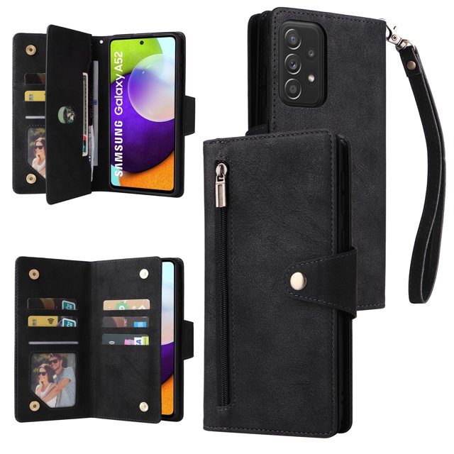 Case for Google Pixel 3A XL Magnetic Leather Zipper Wallet Cover Card Holder