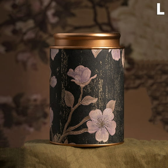 Exquisite Flower Prints Round Tea Tin Tea Storage Snacks Storage Box Kitchen Sealeds Canister Chinese Style Tea Box Convenient