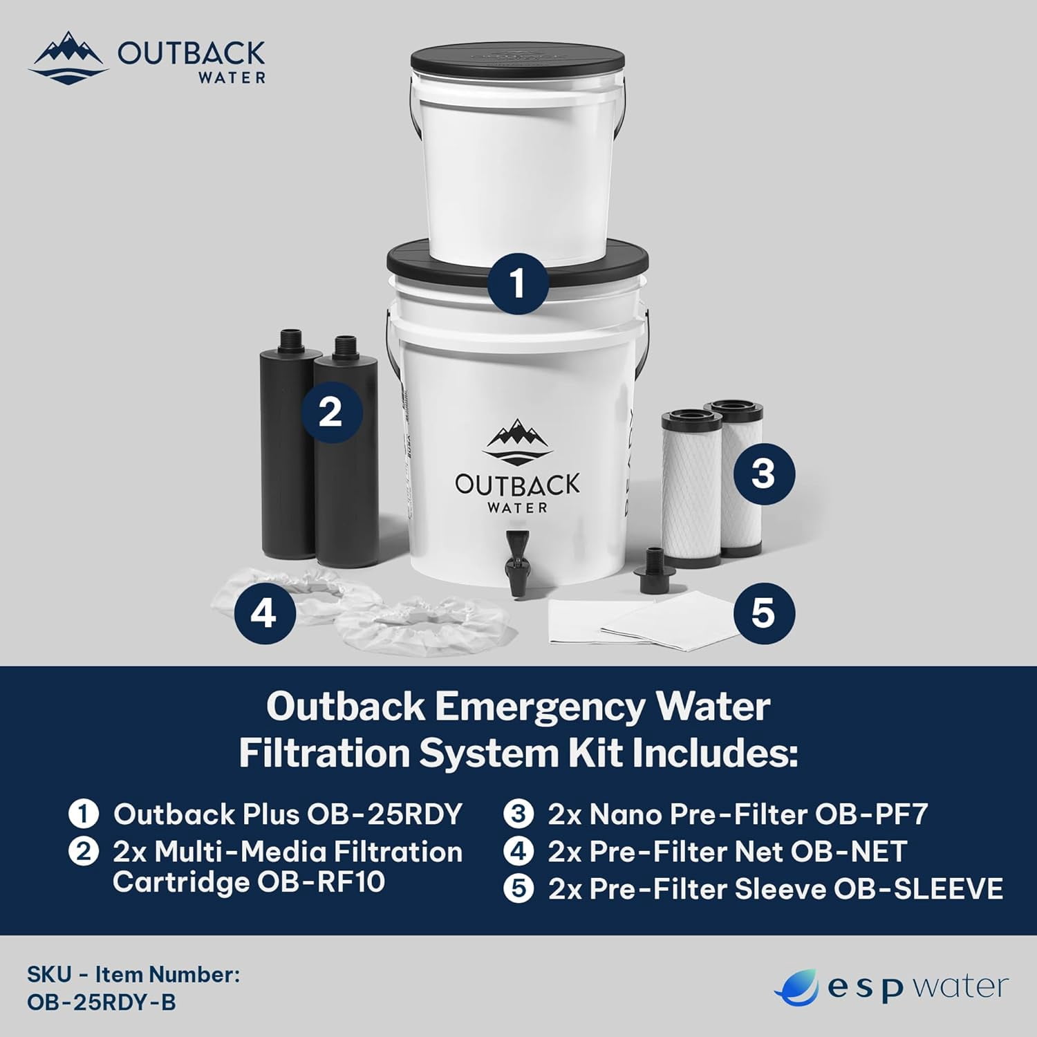 Outback Ready OB-25RDY-B Emergency Water Filtration System + Extra Filter Kit