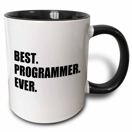 3dRose Best Programmer Ever, fun gift for talented computer programming, text, Two Tone Black Mug,