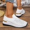 thumbnail image 4 of Chaussures de Marche à Plateforme Compensée pour Femmes avec Papillon Scintillant et Strass, Bling, Tricot d'Automne, à Enfiler, Chaussettes, Tennis Décontractées, Travail, Mocassins, Espadrilles, 4 of 7