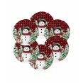 thumbnail image 7 of 15 Inch Round Placemats Set of 6, Christmas Non Slip Heat Insulation PP Table Mats, Snowman Snowflake Trees Watercolor Birds Red Plaid Washable Place Mats for Kitchen Dining Party Table Decor, 7 of 7