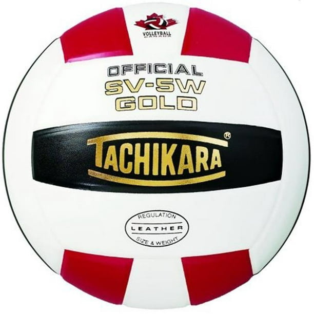 Tachikara SV5W-GOLD.SWB Compétition d'Or Premium Volleyball en Cuir - Écarlate-Blanc-Noir