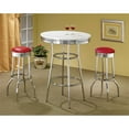 thumbnail image 3 of Coaster Tabourets de Bar Ronds Modernes en Similicuir Rouges, 3 of 3