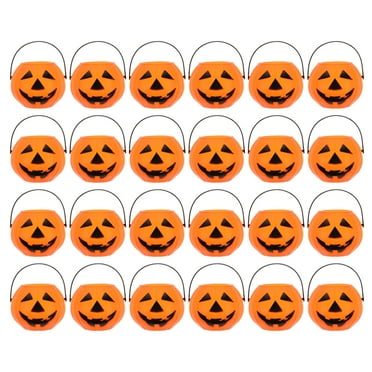 24Pcs Pumpkin Trick or Treat Buckets Bulk Halloween Candy Holders Container for Kids, Halloween Goodie Bags