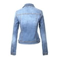 thumbnail image 4 of Made by Olivia Women's Classic/ Destroyed Vintage Blue Stone Washed Long Sleeve Denim Jean Jacket, 4 of 7
