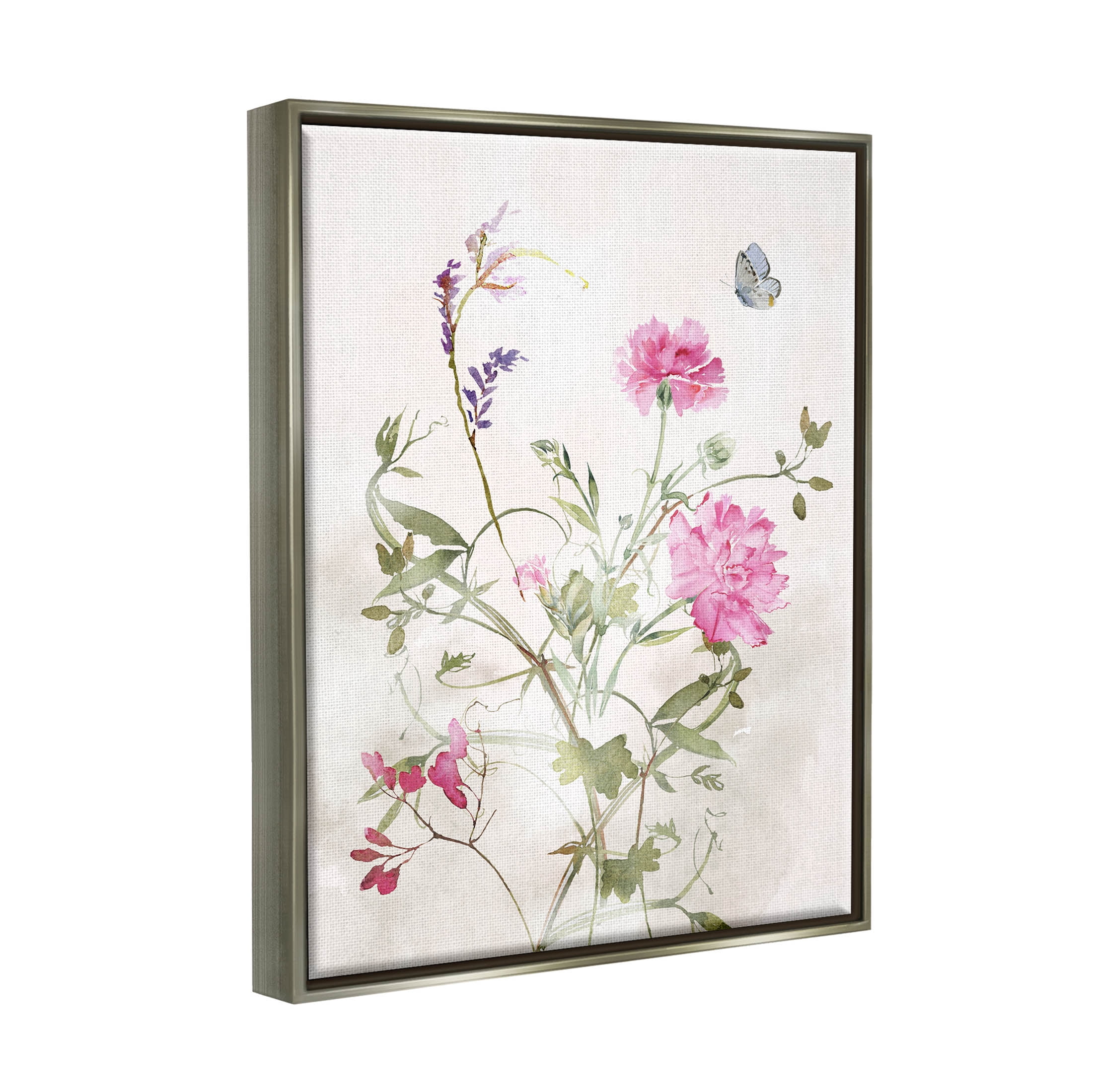 Stupell Industries Vivid Pink Carnation Blooms Graphic Art Luster Gray Floating Framed Canvas Print Wall Art, Design by Nina Blue