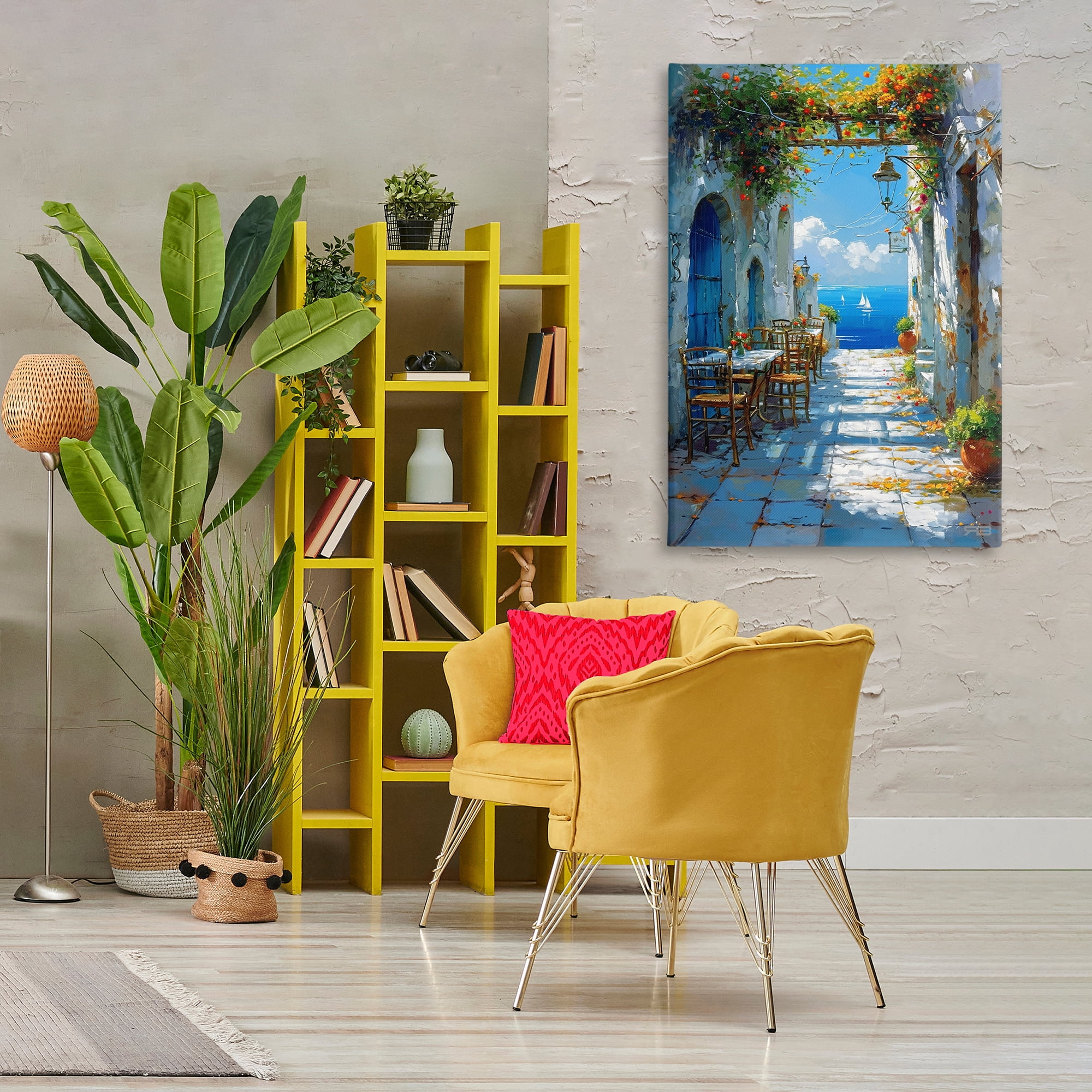 Stupell Industries Quaint Alley by Sea Cities & Countries Painting Wrapped Canvas Art Print Wall Art, 30 x 45