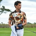 thumbnail image 3 of Honeii Rose Floral Skull Print Polo Shirt, A Classic Short-Sleeved, Button-Down Golf Shirt for Men,Mens Polo Shirts Short Sleeve-XX-Large, 3 of 6