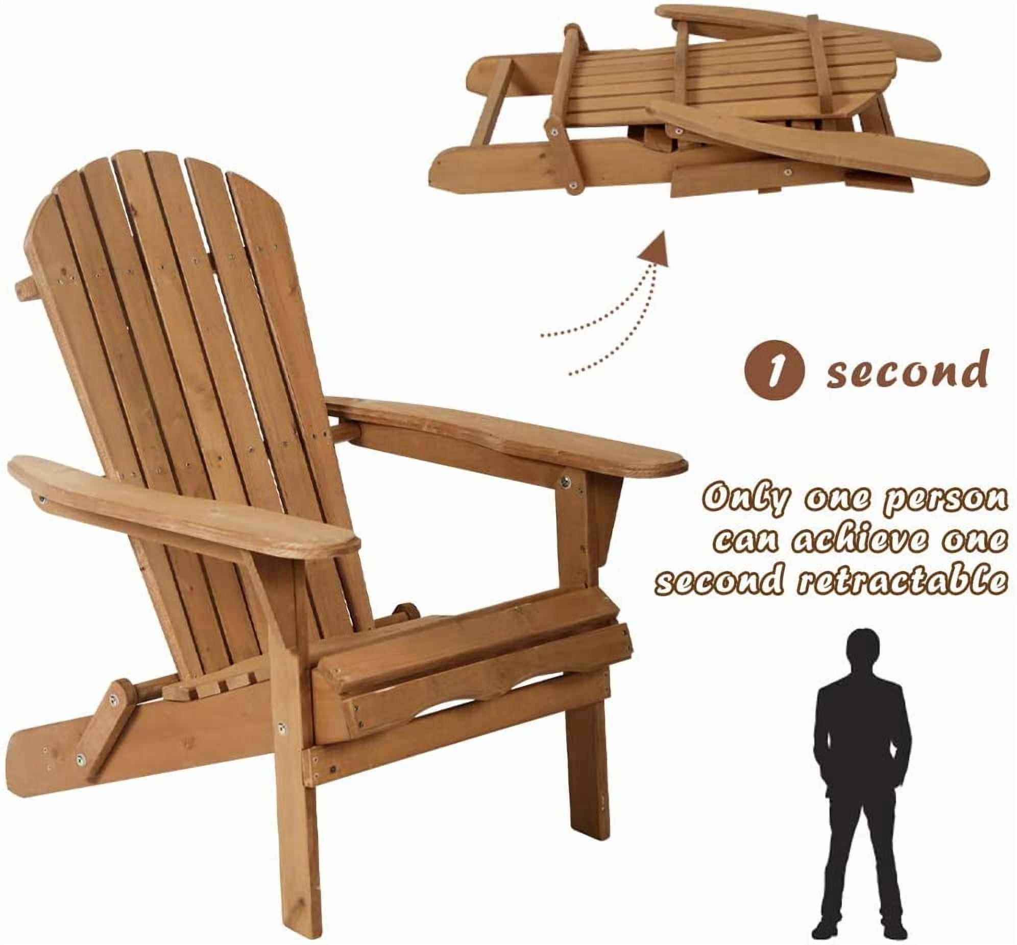 Dkeli Wood Folding Adirondack Chair, Yellow