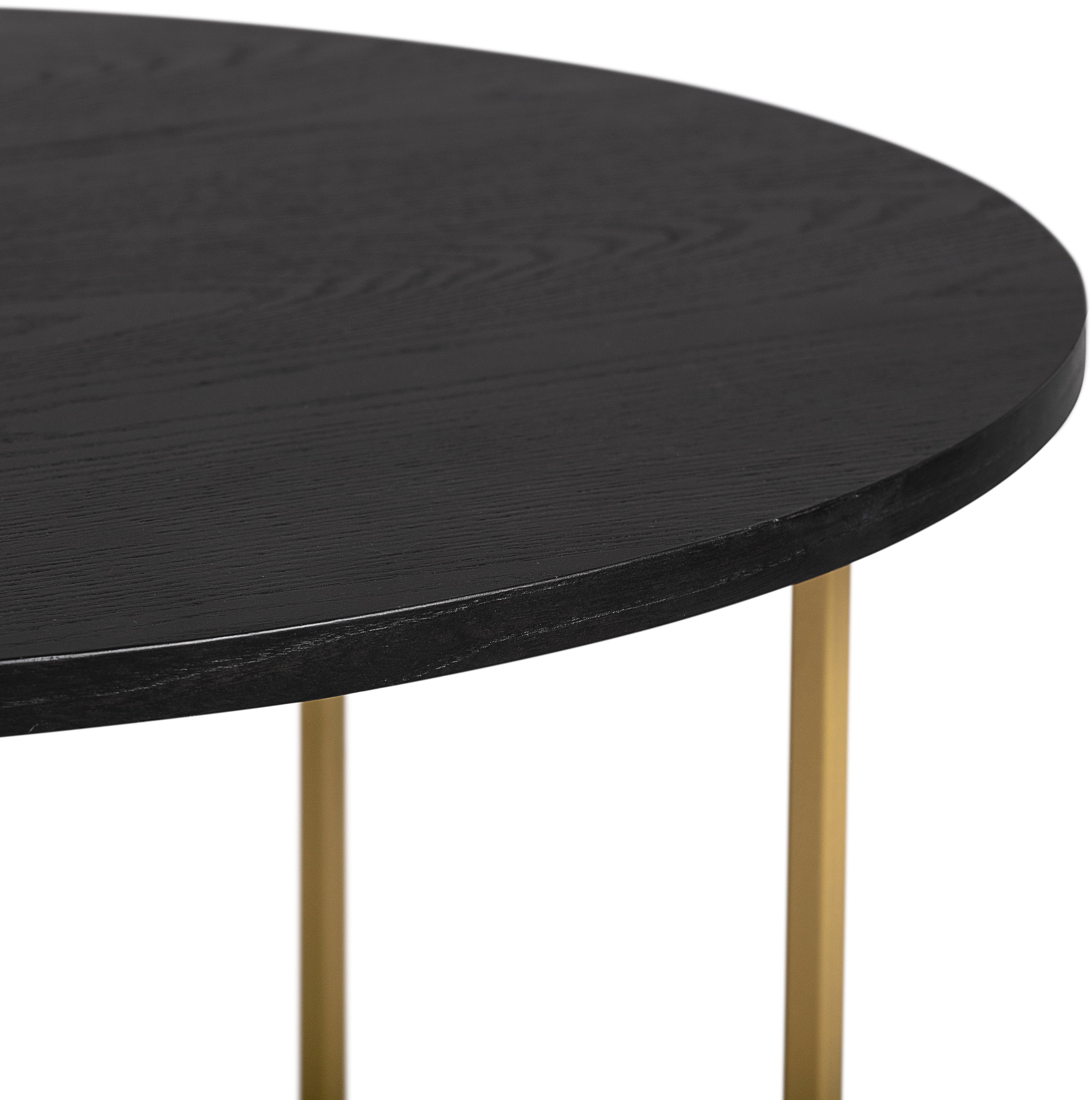 Adore Decor Ines Round Coffee Table with Metal Legs, Noir Black