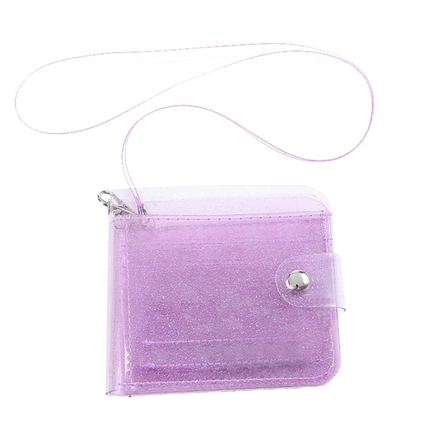 Cartera transparente de PVC para mujer monedero sencillo con purpurina transparente minitarjetero elegante para uso diario