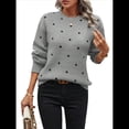 thumbnail image 2 of Suéteres de Lunares para Mujer, Jersey de Punto de Larga y Cuello Redondo. Gris M, 2 of 9