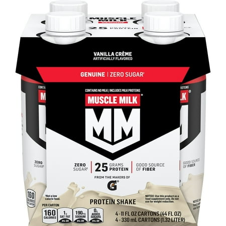 Muscle Milk Genuine Protein Shake, Vanilla Creme, 11 fl oz Carton, 4 Pk