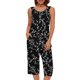 thumbnail image 3 of Conjunto de Ropa de Estar de Mujer Cuello Redondo Impresión Blusa sin Mangas Pantalones Cortos, Pantalones de Cintura Elástica para las Mujeres, 3 of 7