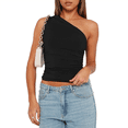 thumbnail image 3 of Tops de Mujer para Salir, Verano, , Top Corto, Camisetas Y2K, Corsé, Ropa de Entrenamiento de Moda 2025 Negro XS, 3 of 10