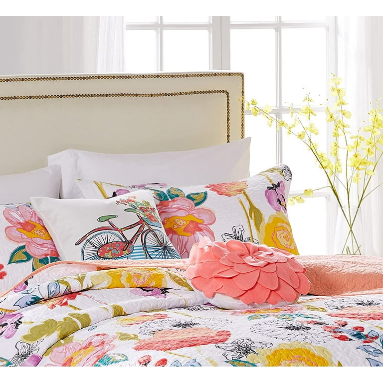 Global Trends Wildflower Dream 100 Cotton Modern Quilt Set White 5 Piece King Cal King