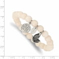 thumbnail image 3 of Stainless Steel Antiqued & Polished Butterfly White Jade Stretch Bracelet Made In China -Jewelry By Sweet Pea, 3 of 6