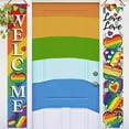 thumbnail image 4 of Welcome Love is Love Rainbow Porch Banner Sign, LGBTQ Heart Pride Month Front Door Decorative Hanging Banner Flag, LGBT Gay Lesbian Bisexual Pansexual Decoration Home Outdoor Decor, 4 of 6