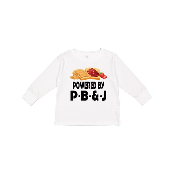 Inktastic Powered by P B and J Peanut Butter Lover Boys or Girls Long Sleeve Toddler T-Shirt
