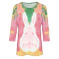 thumbnail image 5 of Cavosen Happy Easter Womens Tops 3/4 Sleeve Round Neck Summer Bunny Tie Dye Print Pullover Shirts Holiday Blouse Vacation Festival Tee Shirts Casual Dressy Trendy T Shirts L, 5 of 5