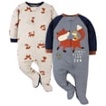 thumbnail image 1 of Gerber Paquete de 2 Pijamas Sleep 'N Play para bebés, Azul Zorro, 3-6 Meses, 1 of 6