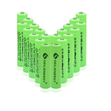 GEILIENERGY AA Ni-MH 600mAh 1.2V aa Rechargeable Batteries for Outdoor Solar Lights,Garden Lights, Remotes, Mice (20-Pack)