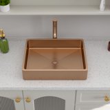 Logmey 19" Black Rectangular Ceramic Vessel Sink - Modern Above Counter Bathroom Vanity Basin