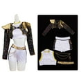thumbnail image 1 of Moonsky| Vestido Huntrix de cazadores de demonios del KPop para niña pequeña, vestido de princesa Rumi de cantantes pop HUNTR/X, disfraces de Halloween, atuendos de escenario para Negra-150, 1 of 6