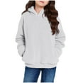 thumbnail image 2 of snilers Girls Hoodies Winter Warm Fluffy Fleece Jacket Hooded Pullover Sweatshirts Cute Fashion Long Sleeve Going Out Tops with Pocket Size 7 Years, 2 of 6