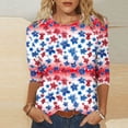 thumbnail image 4 of JOANKDMI Women's American Flag Shirts 3/4 Sleeve 4th of July Independence Day Crew Neck Tops Patriotic Holiday Festival Fashion T Shirts, 4 of 7