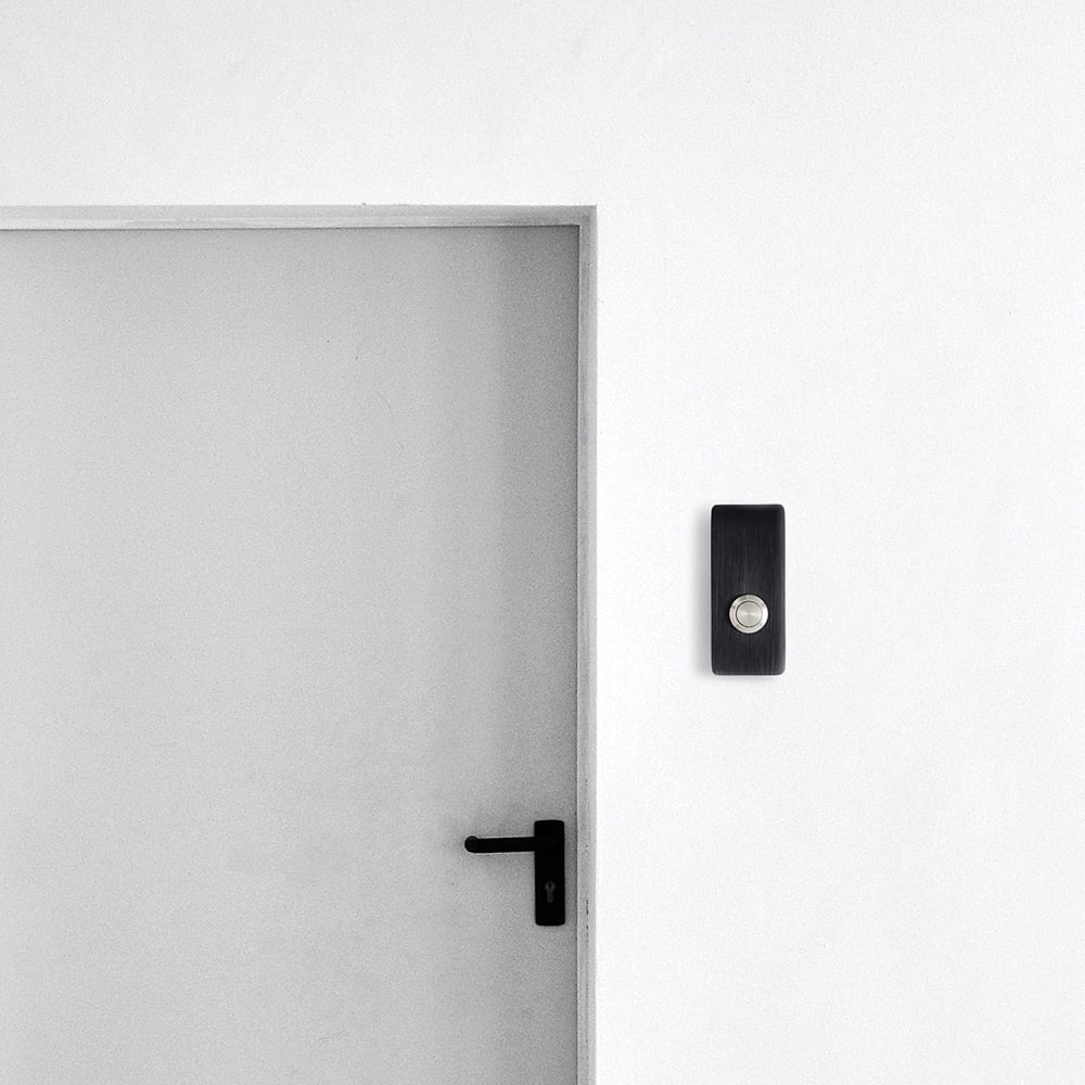 Modern Stainless Hardware R7 Anodized Aluminum Doorbell Button, Black, 1.37” x 3.14” x 5/32”, 4mm