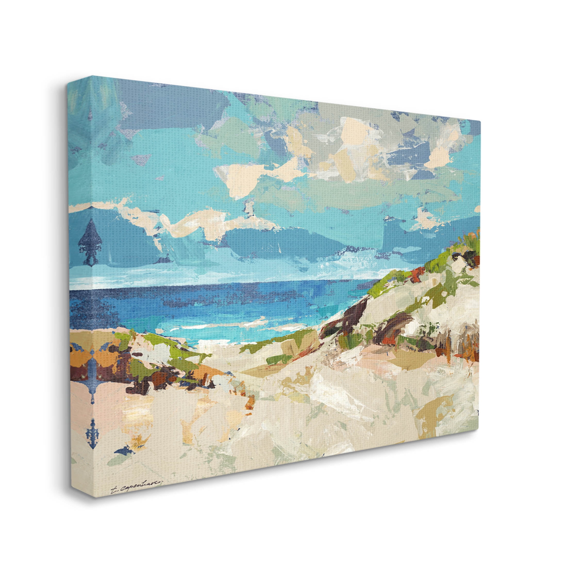 Abstract Beach Sky Landscape Landscape Painting Gallery Wrapped Canvas Print Wall Art