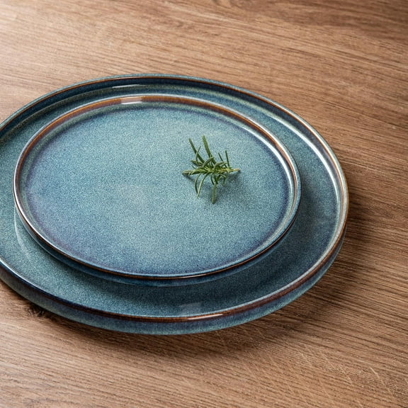 Ceramic Dinnerware Sets, Handmade Reactive Glaze Stoneware Plates and Bowls Sets, Service for 4 (12pc)