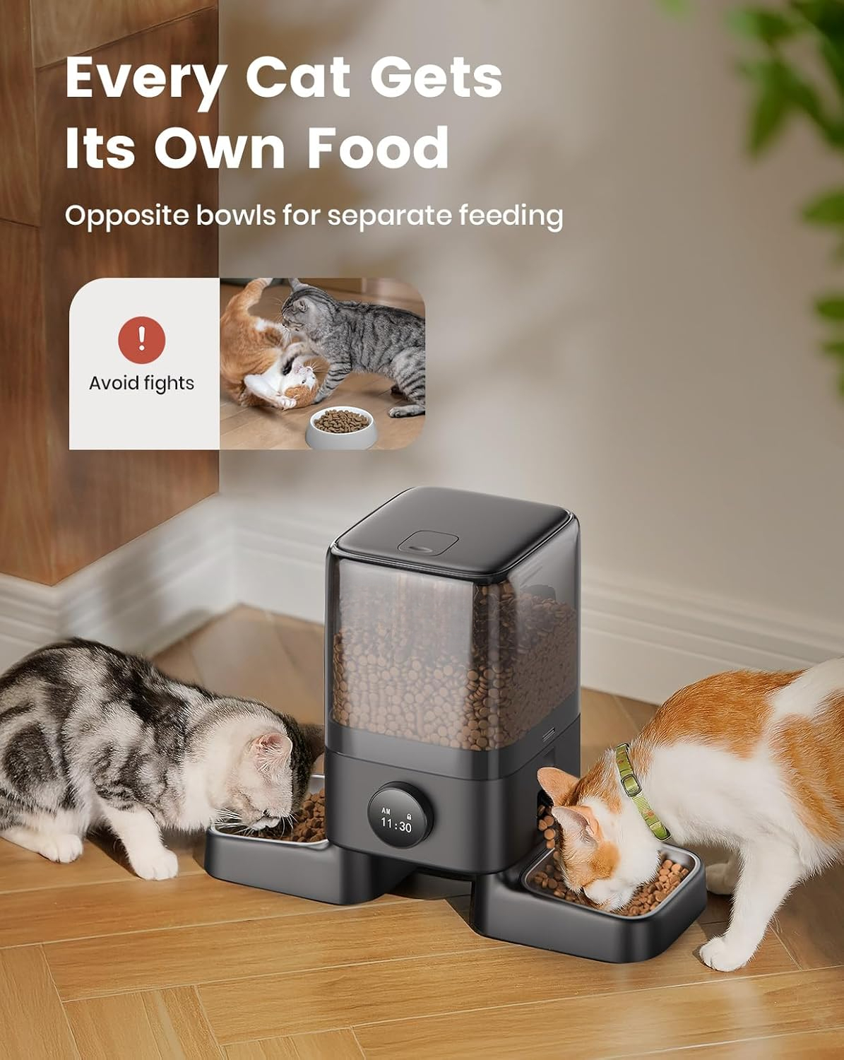 Automatic Cat Feeders 2 Cat, 20 Cups/5L Cats Auto Feeder, Automatic Cats Food Dispenser for Small Pets Indoor, Timed Pet Feeder for Dry Food