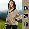 thumbnail image 6 of KkSLirnhs Sweatshirts for Women Plus Size Women's Coat Solid Color Waterproof Windproof Rainproof Jacket Hooded Jacket S Brown, 6 of 9