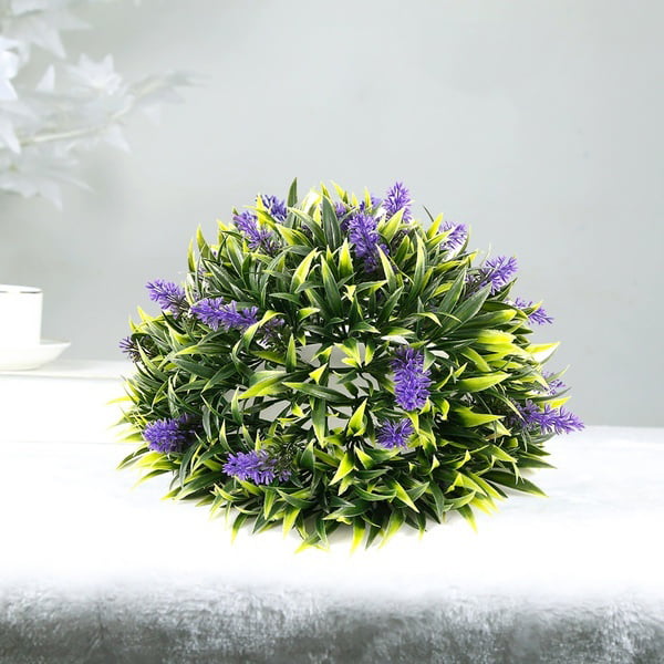 Zenfu Artificial Lavender Ball Flower Basket Home Decor Lifelike Hanging Door Garden Topiary