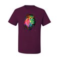 thumbnail image 2 of Lion Paint Art Splatter Abstract Art Animal Lover Men's Graphic T-Shirt, Maroon, Medium, 2 of 3