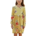 thumbnail image 1 of Uccdo Little Girls Casual Dresses with Pockets, Big Girls Long Sleeve Floral Tunic Dress, Teenager Girls Round Neck Loose Beach Sundress, Flower Girl Swing Midi T-Shirt Dress, Size 4-13 Years, 1 of 6