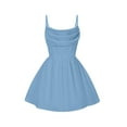 thumbnail image 1 of Vestido EXARUS para niñas con tirantes finos, capucha fruncida, azul, 10 años, 1 of 7