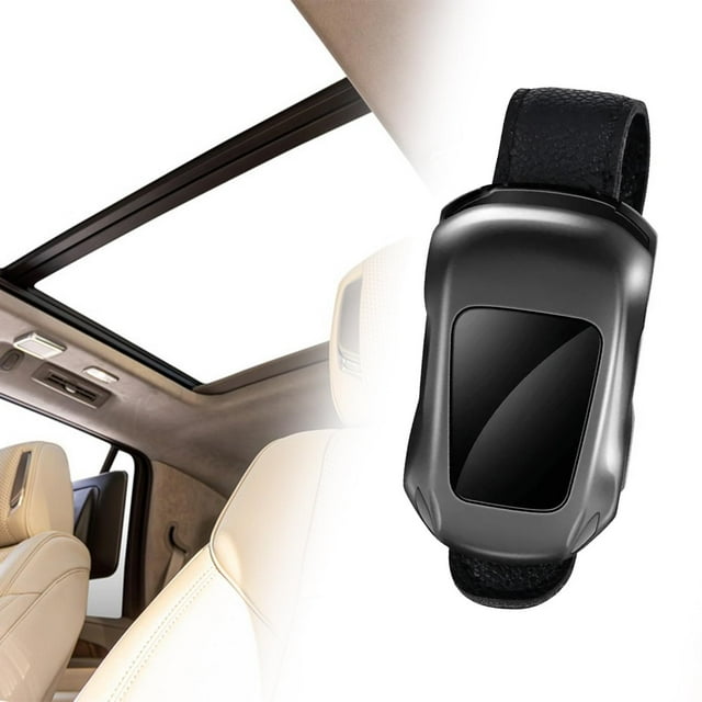Organizador de gafas de con abrazadera, práctico soporte de cuero sintético para gafas, clip de almacenamiento para automóviles, SUV y camionetas. Negro
