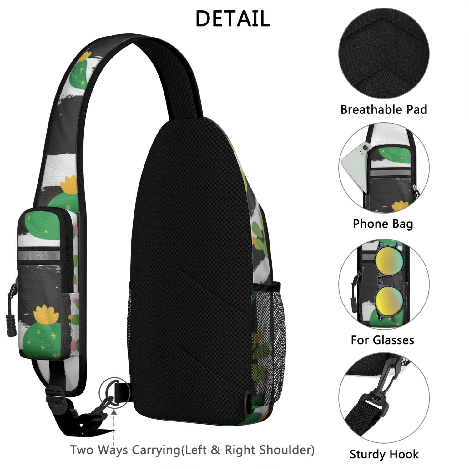 Crossbody Sling Bag Trendy Sling Backpack Cactus Travel Backpack Backpack Purse for Women Men