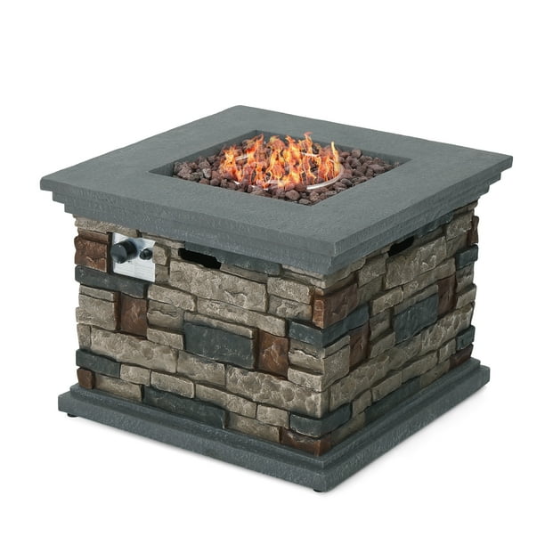 Pippa Magnesium Oxide Square Gas Fire Pit, Stone Finish
