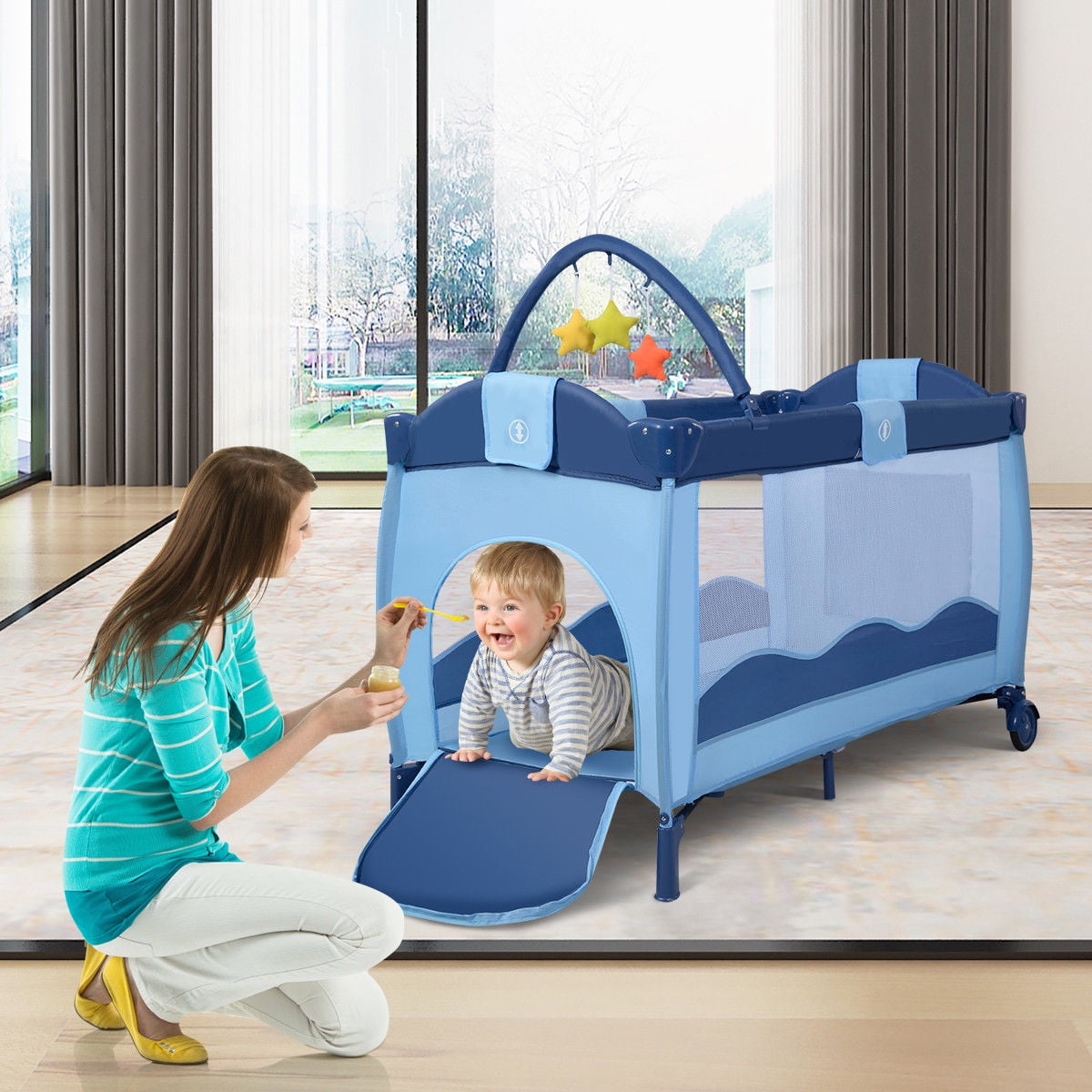 baby crib and playpen