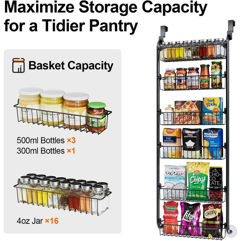 Delamu 6 Tier Over the Door Pantry Organizer Heavy Duty Metal